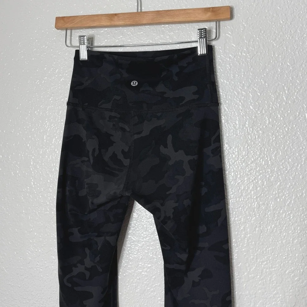 Lululemon Wunder Train High Rise Crop Leggings 21 In Gray Camo Pants Womens 4